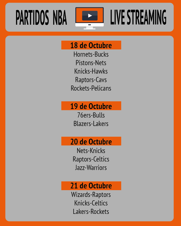 Calendario partidos NBA livestreaming en 888sport.es