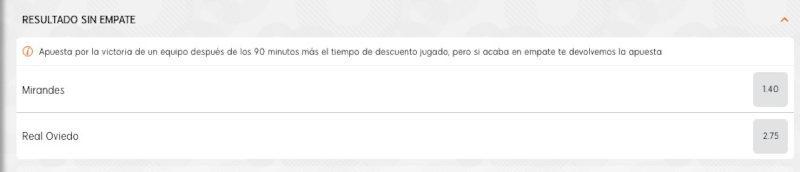 Apuesta sin Empate