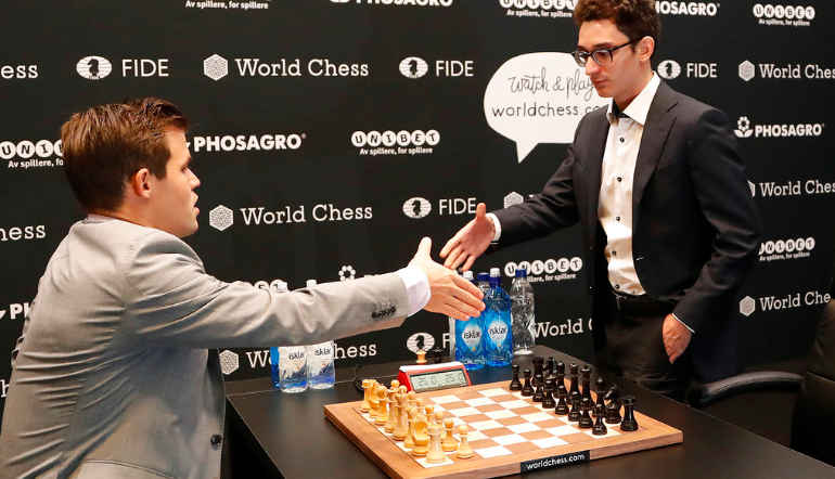 Magnus Carlsen vs Fabian Caruana en el Mundial 2019