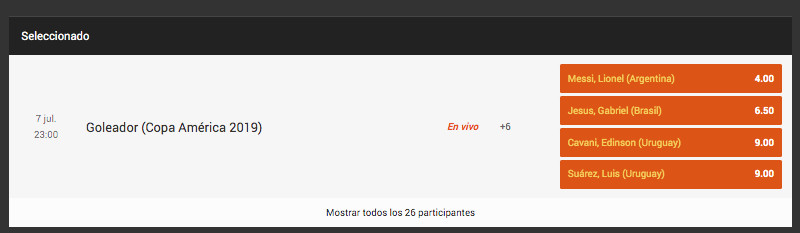 Apuestas a goleador de la Copa América